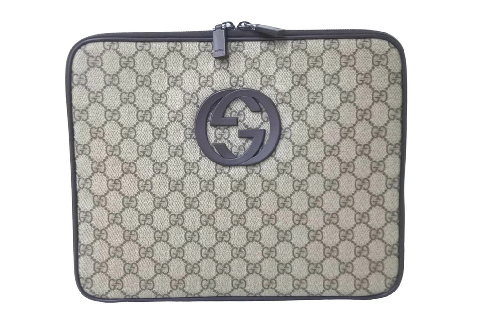 Gucci clutch bag PC case tablet GG Supreme all over brown